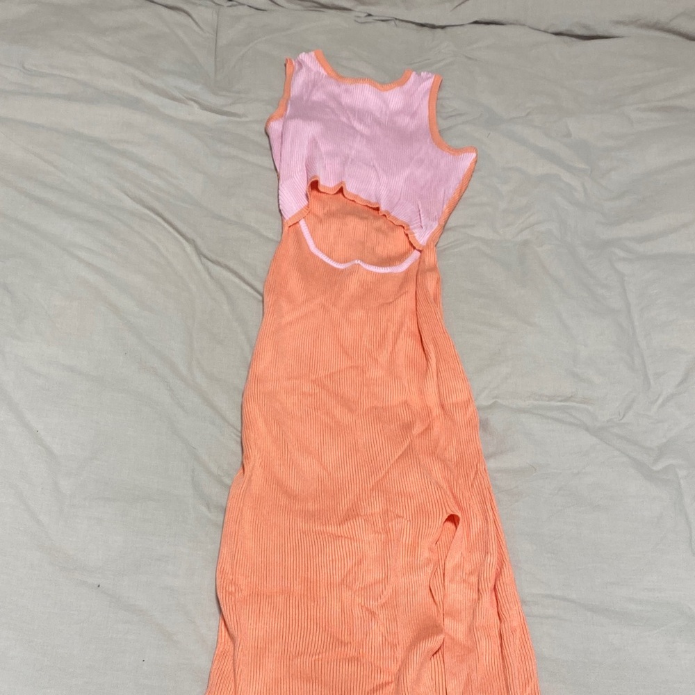 Pink and Orange Sleeveless Dress